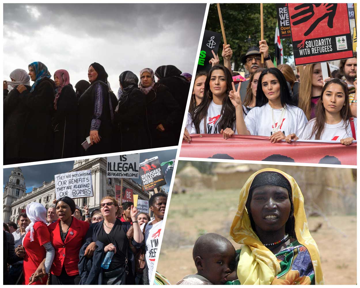 collage of refugees