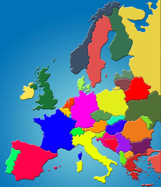Map of UK and Europe