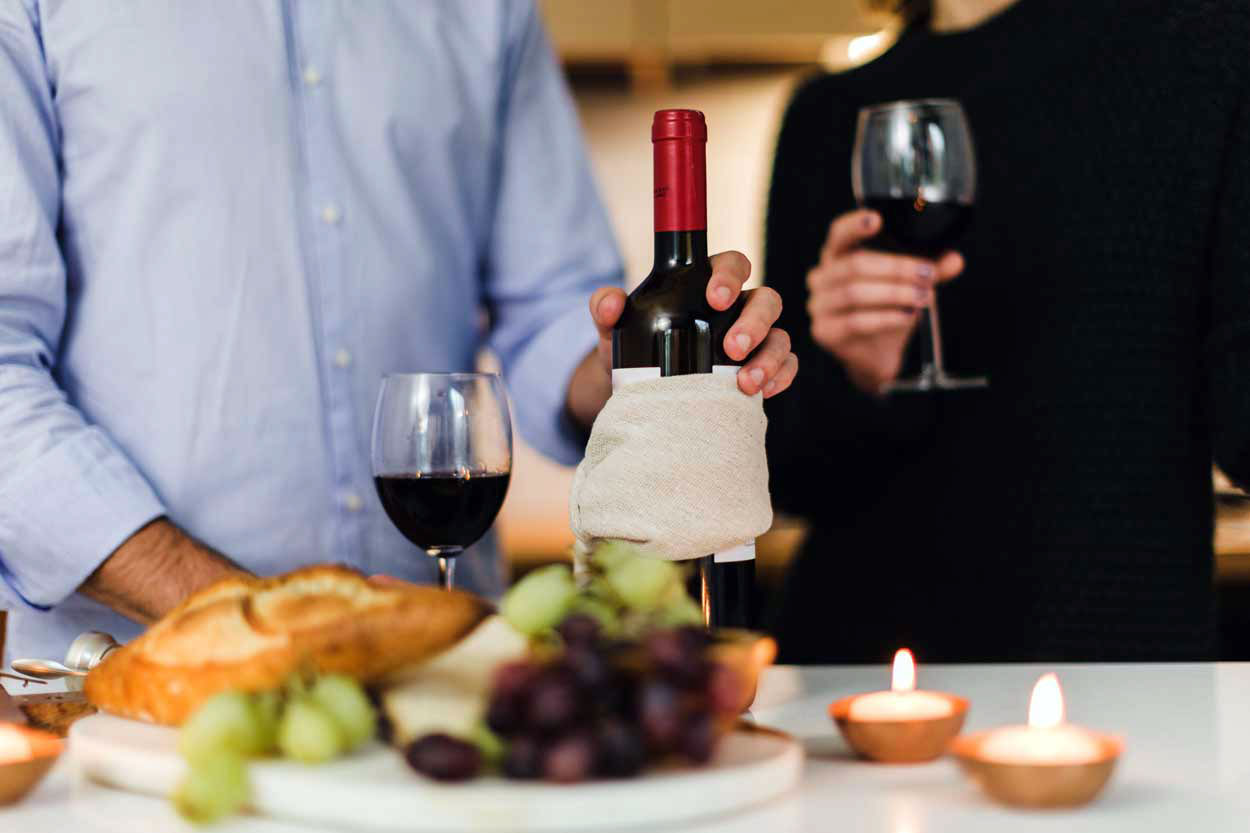 wine bottles and  herepeople