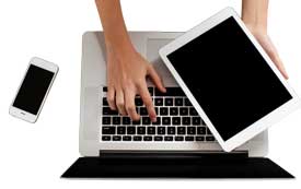 hand and computer