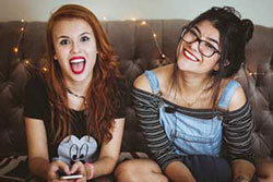 2 young girls laughing